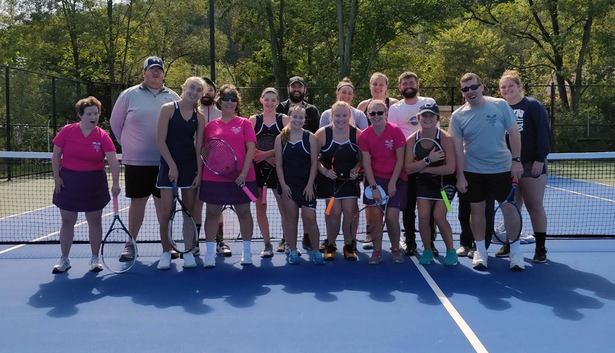 Photo: Athletes from the Special Olympics of Blair County pose with members of the Penn State Altoona tennis program on Sunday, September 30.