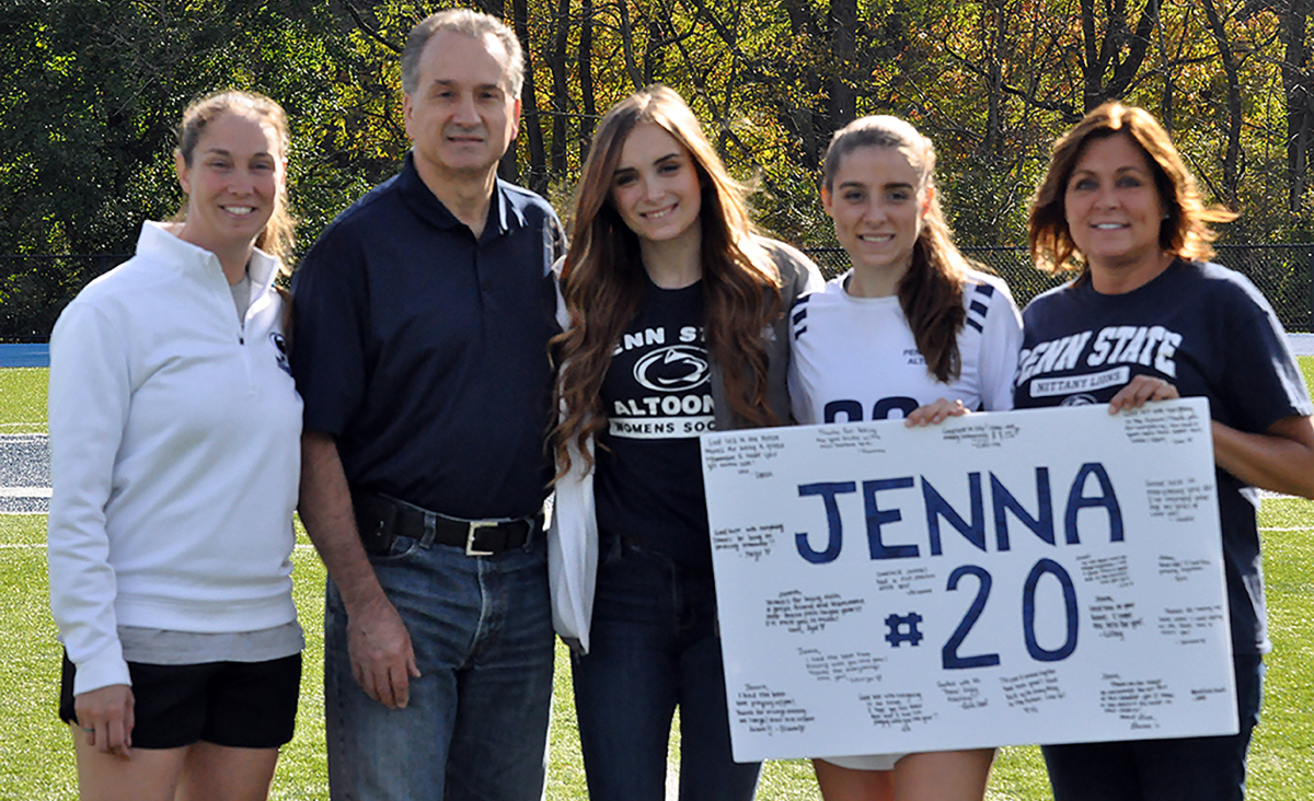 Photo (by Omer Sanchez): Senior D/M Jenna Mickel was recognized in a pregame ceremony on Saturday for her Senior Day.