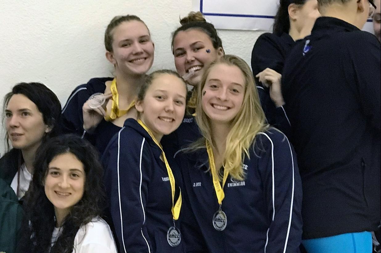 Photo: Penn State Altoona's Hannah Kimmick, Emily Booz, Elizabeth Anderson, and Danielle Bye swam the 200 Yard Medley Relay for their team on Friday evening.