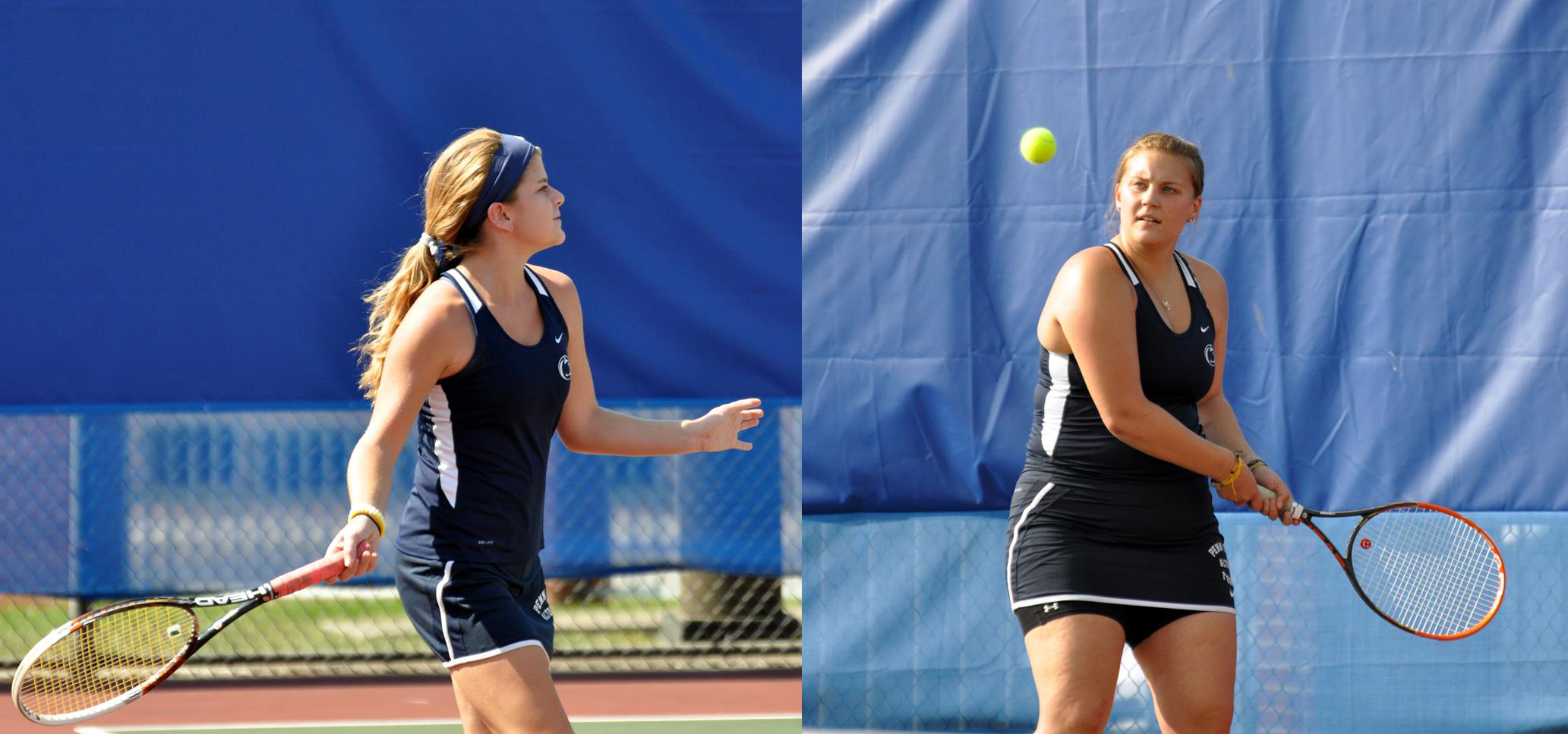 Photo: Penn State Altoona sophomores Annie Ruggles (left) and Brayley Lewis (right) were voted second team All-AMCC for their work together in No. 2 doubles this season.