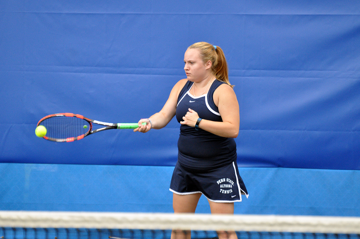 Photo: Penn State Altoona sophomore Victoria Acker picked up her third singles win of the season against Juniata College on Wednesday with a victory in the No. 6 match.