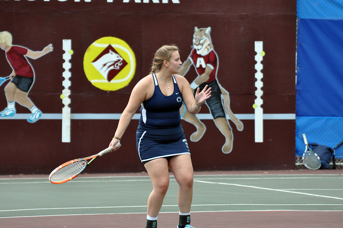 Photo: Penn State Altoona sophomore Brayley Lewis had wins in No. 2 doubles and No. 2 singles for the Lady Lions on Sunday against Medaille College.
