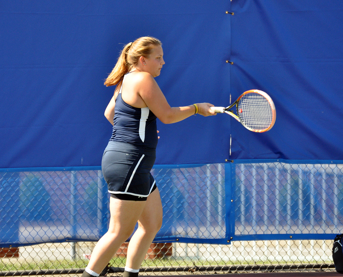 Photo: Penn State Altoona sophomore Brayley Lewis won in No. 2 doubles and No. 2 singles to help her team defeat Frostburg State University 6-3 on Saturday.
