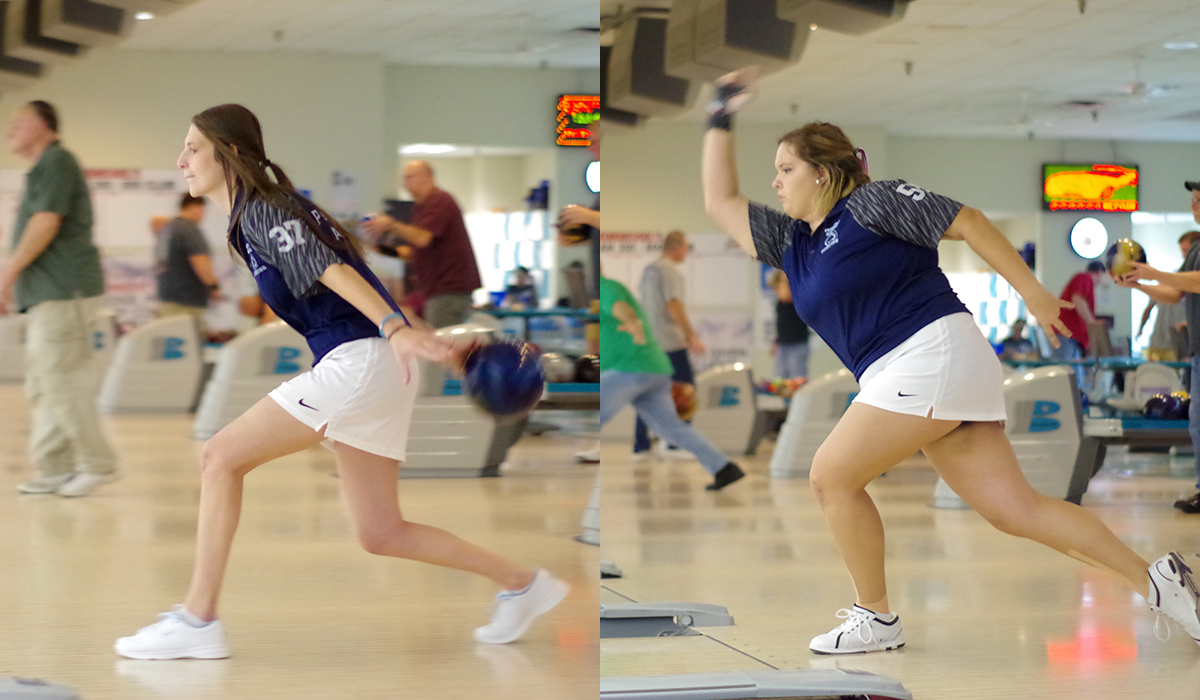 Alyssa Bender (left) and Allyson Givler (right) are returners for the women's bowling team this season. (from Oct. 2020)
