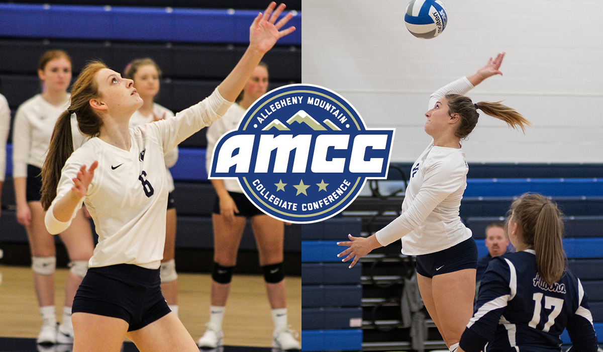 Photo: Seniors Kaitlin Cassaday (left) and Kelsey Bristol (right) were voted to the 2018 All-AMCC women's volleyball team.